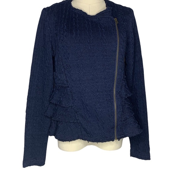 Sundance Colette Asymmetrical Ruffle Long Sleeve Sweater Jacket - Picture 3 of 6